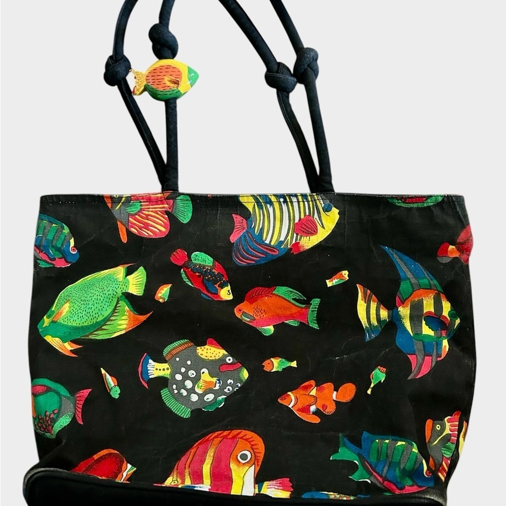 Sun n Sand canvas waterproof  Fish Print Tote Beach Bag